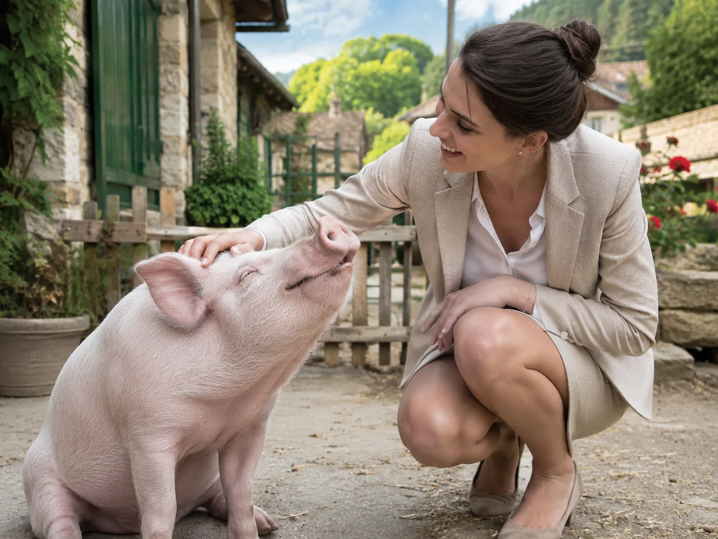 Хрюшку гладят. А мозг спрашивает: «Простите, а мы знакомы?» 🐷