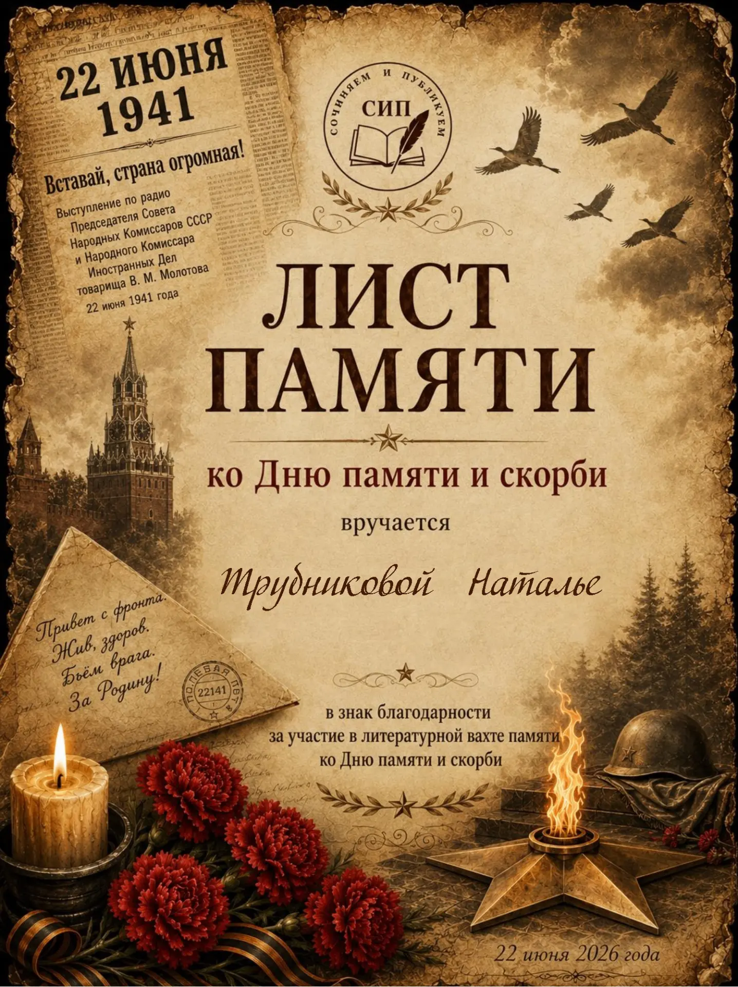 22 июня 1941 года было воскресным днём. У кого-то на столе остывал завтрак. Кто-то собирался в парк.