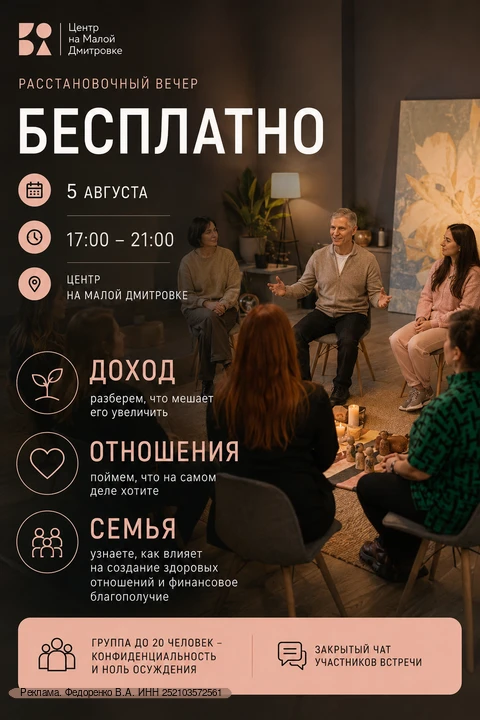 Хочешь понять, почему в твоей жизни снова повторяется один и тот же сценарий?
«Расстановочный вечер»