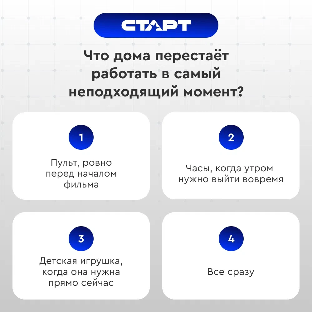 Что дома перестаёт работать в самый неподходящий момент? 🔋