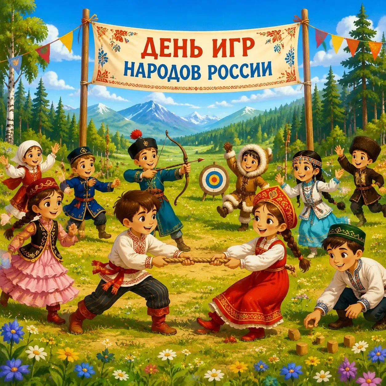 🎉 Сегодня в нашем детском саду прошёл удивительный День игр народов России!
Дети из старших и подго