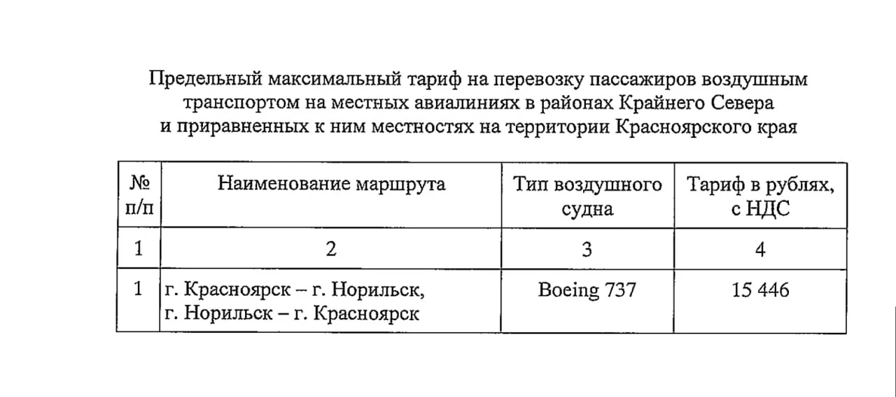 В Красноярском крае установили предельный максимальный тариф на перелет между Красноярс...