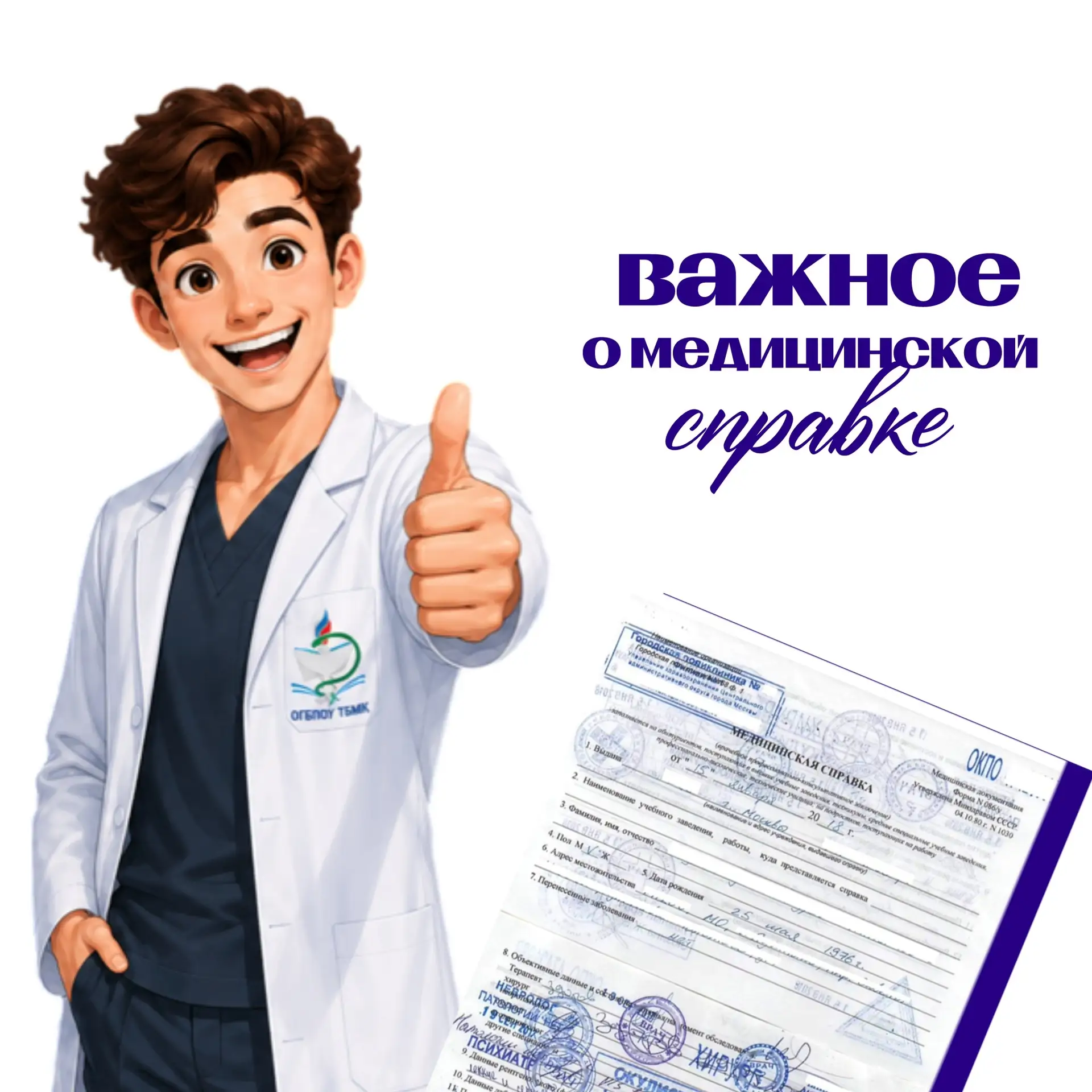 Важное о медицинской справке. 

Почему при поступлении в медицинский колледж необходимо получить мед