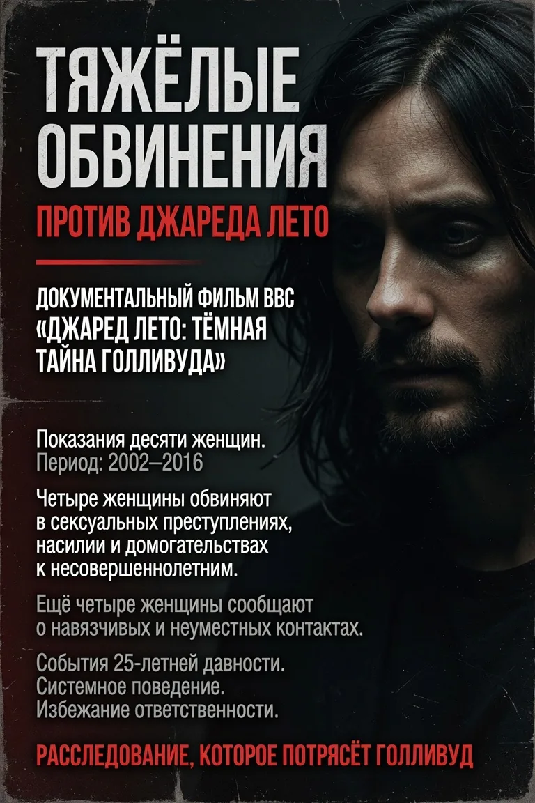 Тяжёлые обвинения против Джареда Лето

Документальный фильм BBC под названием «Джаред Лето: Тёмная т