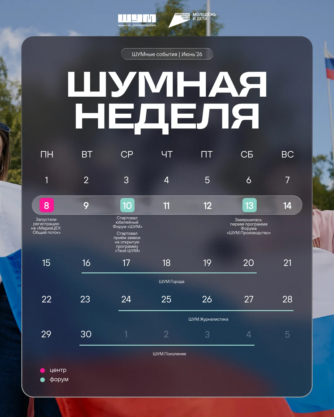 ШУМные события недели 😏

Держи главное за неделю. Вот что ты мог пропустить:

➖ Запустили регистрац