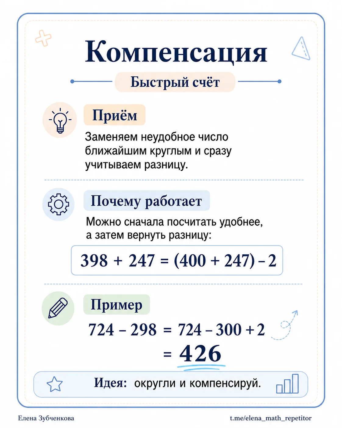 Всем привет. Полезные карточки с приемами устного счета 🚀