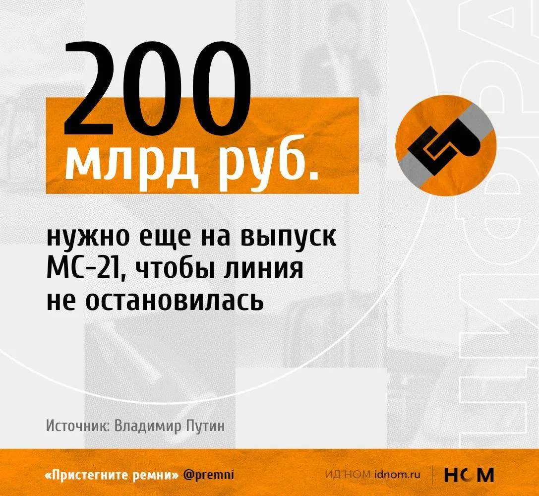 Президент озвучил сумму в ходе визита на Иркутский авиазавод и осмотра сборочной линии МС-21-310.

П