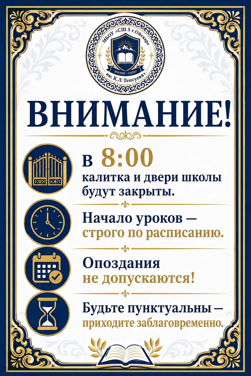 Умение приходить вовремя — это первый шаг к успешной учёбе и взрослой жизни. Каждая мин...