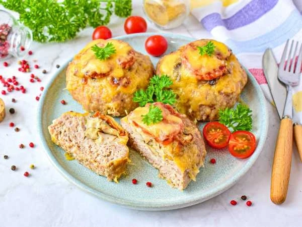 ⚡Мясные «гнезда» из индейки с шампиньонами и сыром