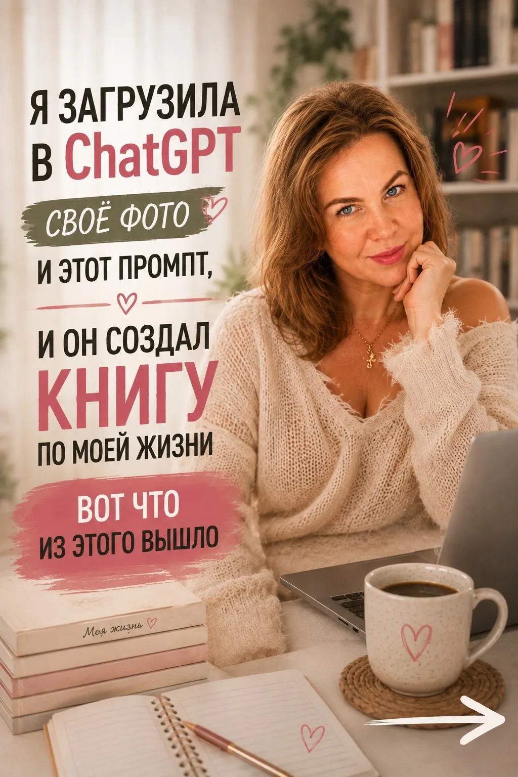 Делюсь промтом 💃 

✨ ПРОМПТ "КНИГА ПО МОЕЙ ЖИЗНИ" ✨

Прикрепите свою фотографию и отправьте ChatGPT