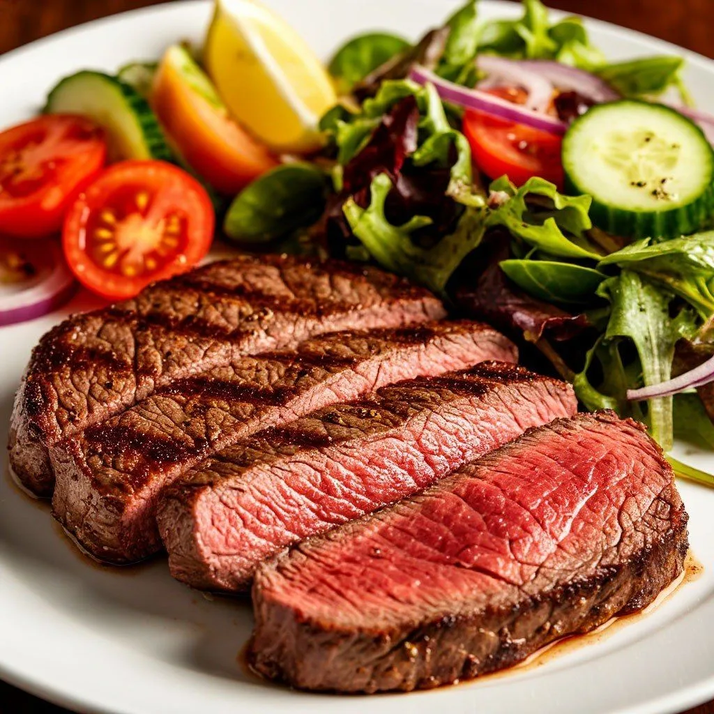 **Стейк с миксом свежих овощей и лимонной заправкой в аэрогриле** 🥩