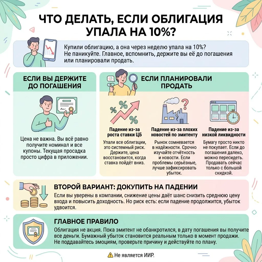 Что делать, если облигация упала на 10%?