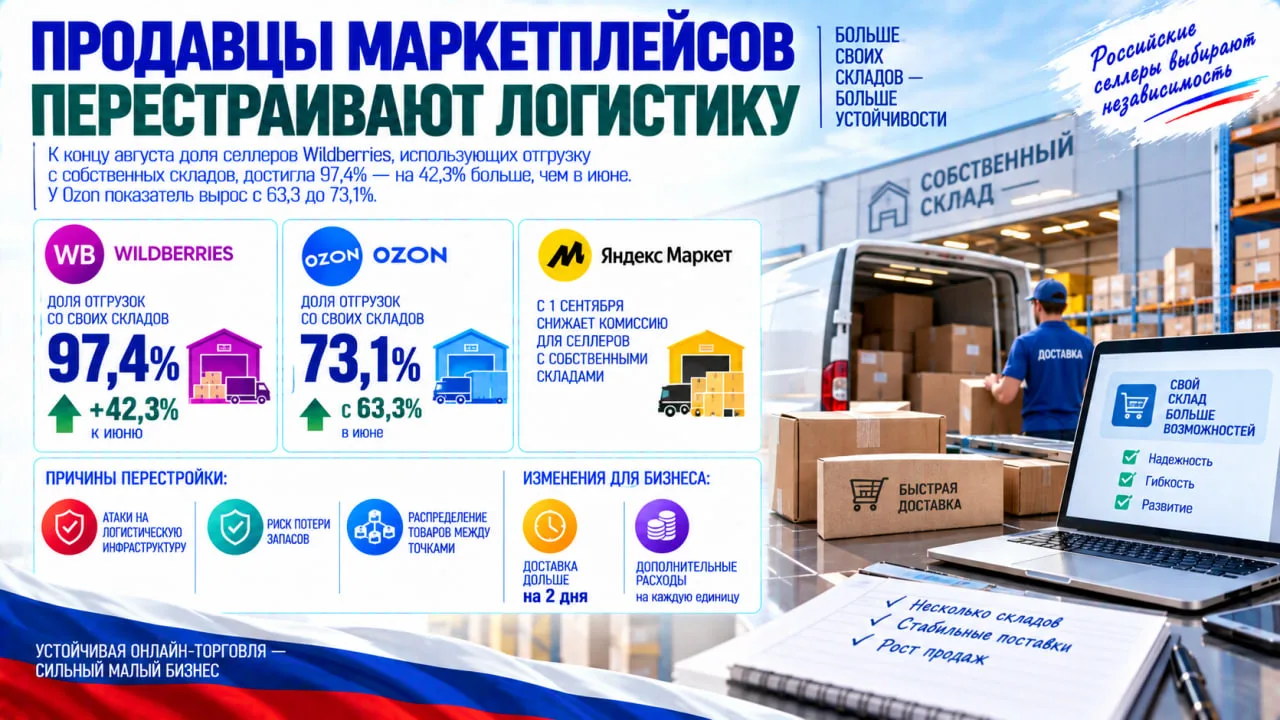 Российские продавцы маркетплейсов резко перестраивают логистику. К концу августа доля с...