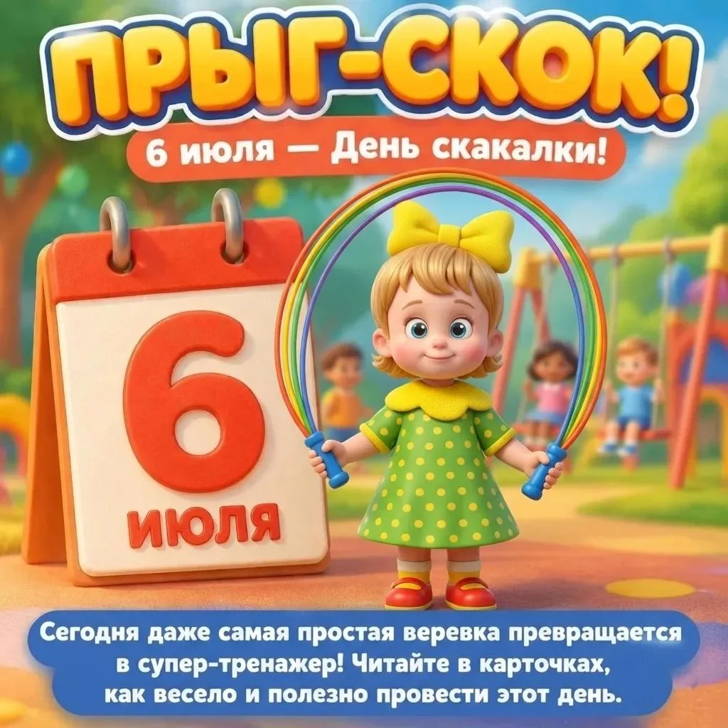 🎉 6 июля — День скакалки! 🪢

Кто сказал, что скакалка — это просто детская забава? Нет-нет, это са