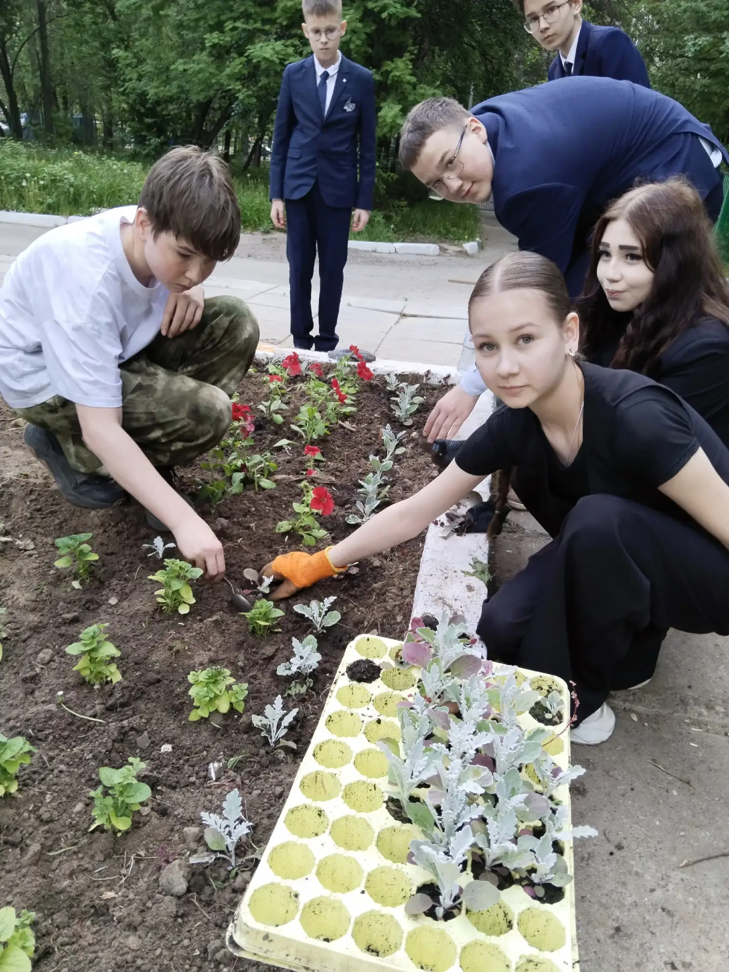 🌷 Цветочная феерия: как «Школьная клумба» объединила учеников и родителей!  В нашей школе стало ещё 