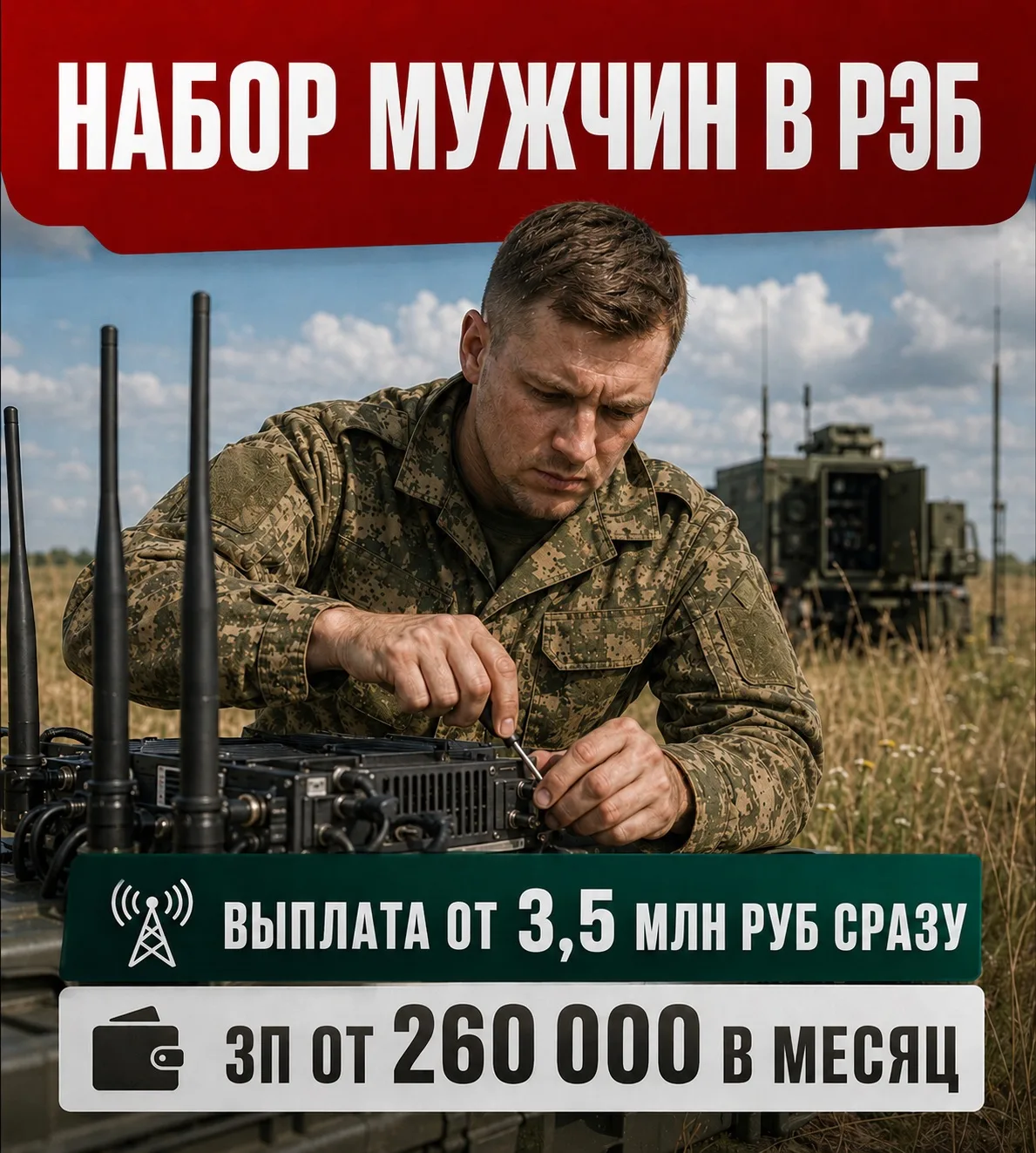 НАБОР В РЭБ: СЛУЖБА В ТЫЛУ С ВЫПЛАТАМИ ОТ 4 МЛН рублей