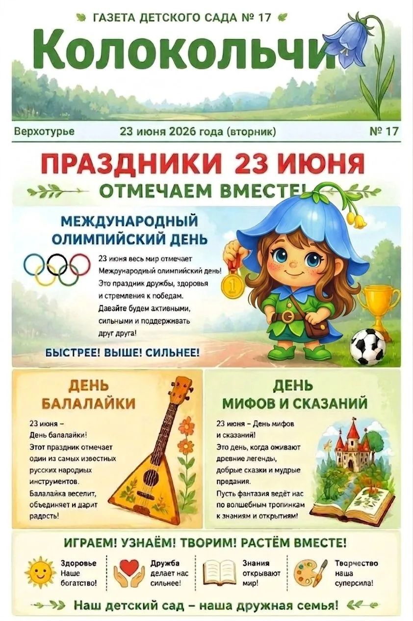 В нашем детском саду сегодня особенный день!

Мы отмечаем:

🔸 Международный олимпийский день — буде