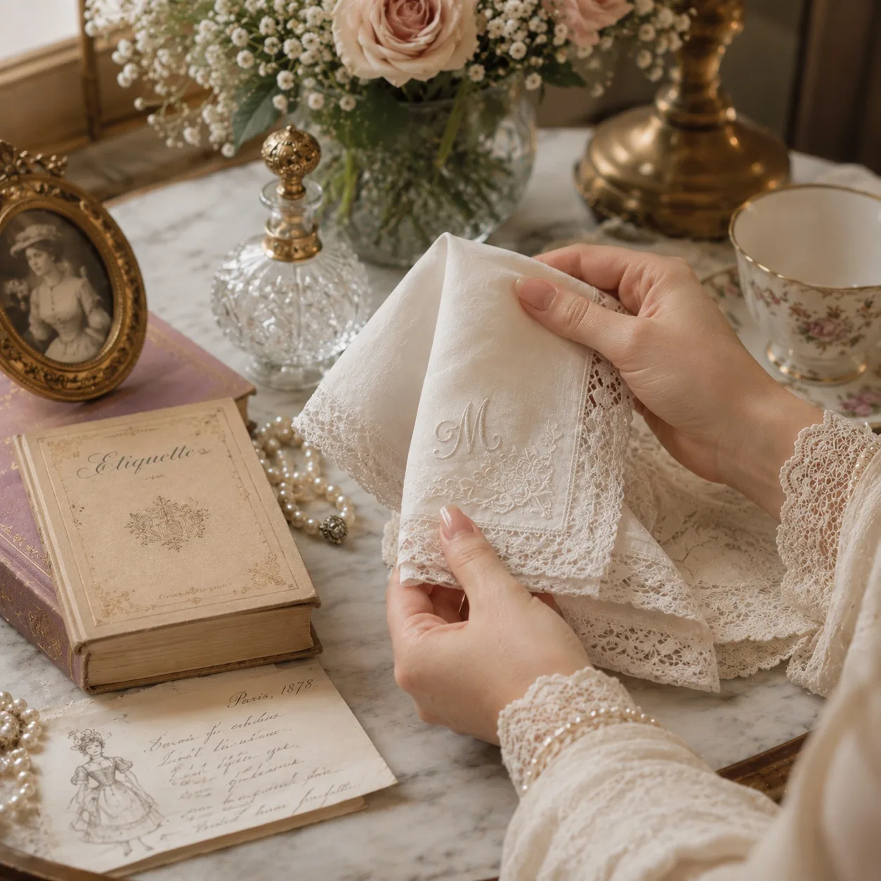 🌷 ОТВЕТ НА ЗАГАДКУ

Правильный ответ — А) носовой платок. 👑

В XIX веке чистый, аккуратно сложенны