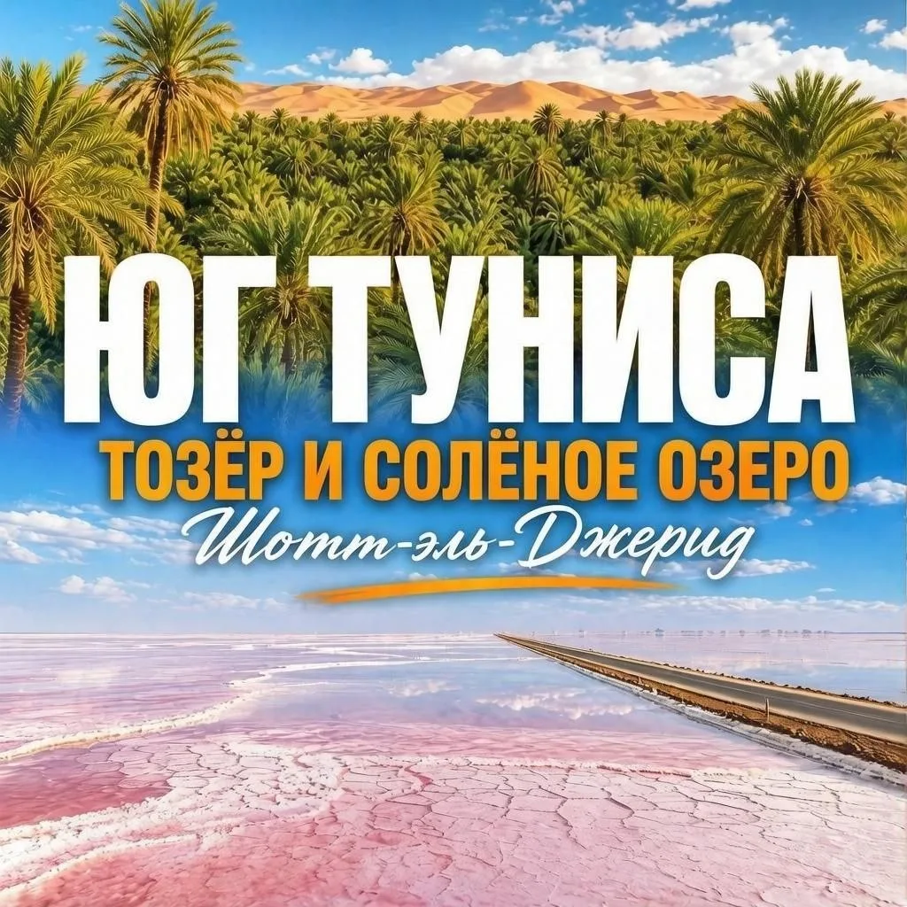 🇹🇳Юг Туниса: город в оазисе и дорога через солёное озеро 🏖