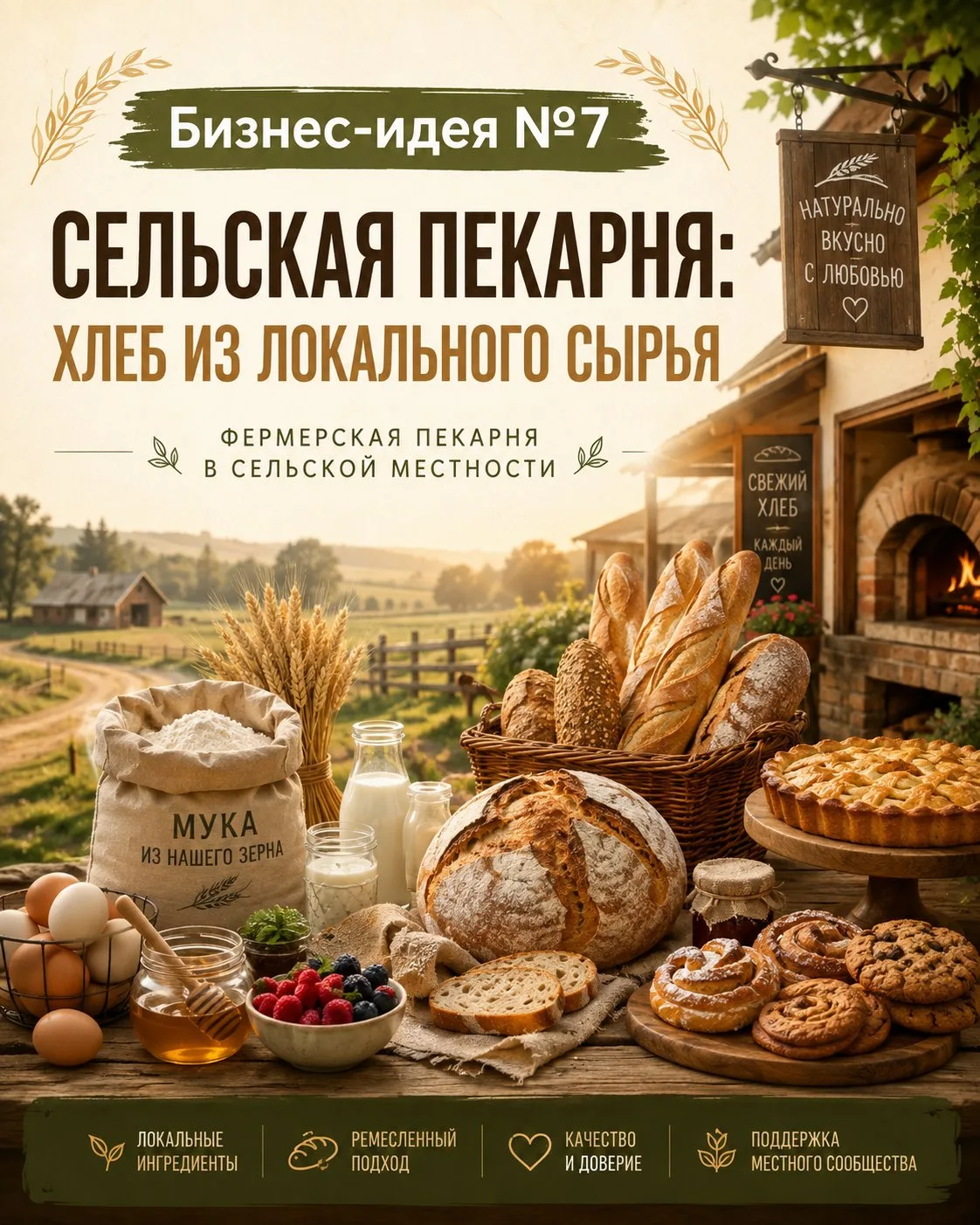 🥖 Бизнес-идея №3 — сельская пекарня: хлеб из локального сырья
