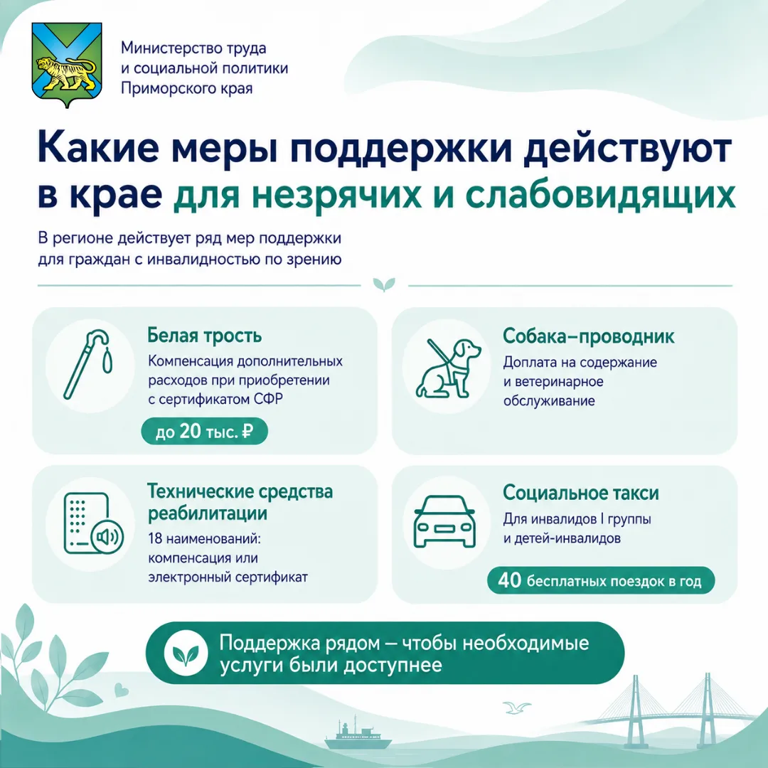 👨‍🦯 Поддержка незрячих и слабовидящих жителей: в Приморье обсудили вопросы реабилитации и доступност