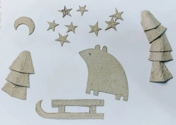 3имний рисунок - аппликация "мишка на санках"