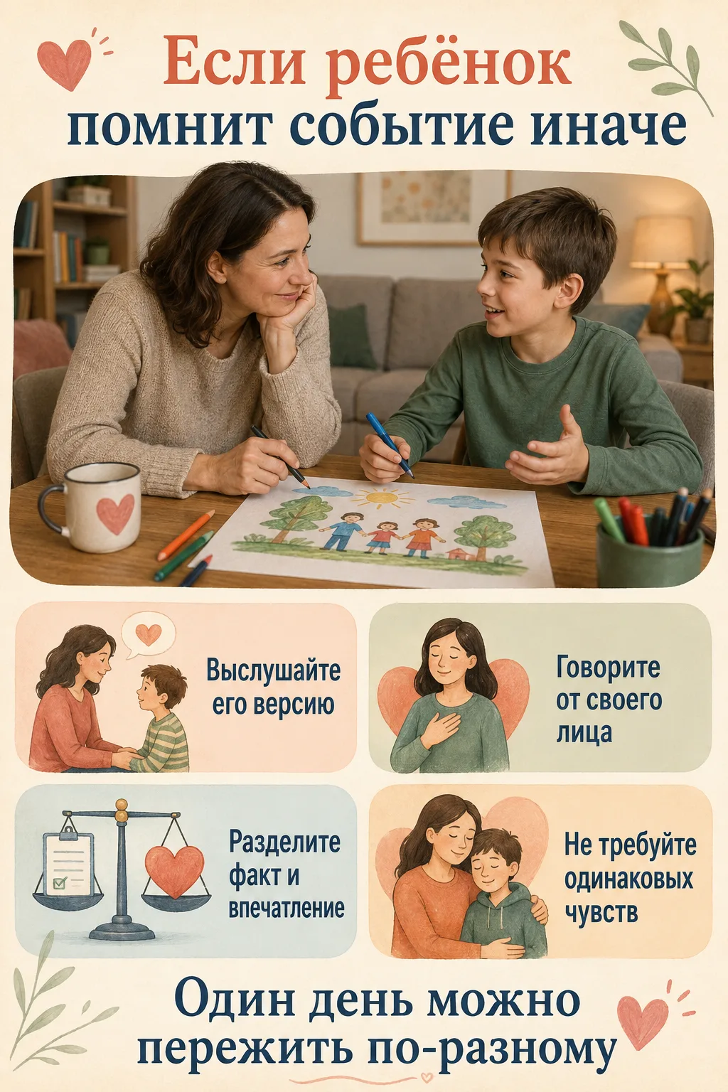 🖼️ Если ребёнок помнит событие иначе
