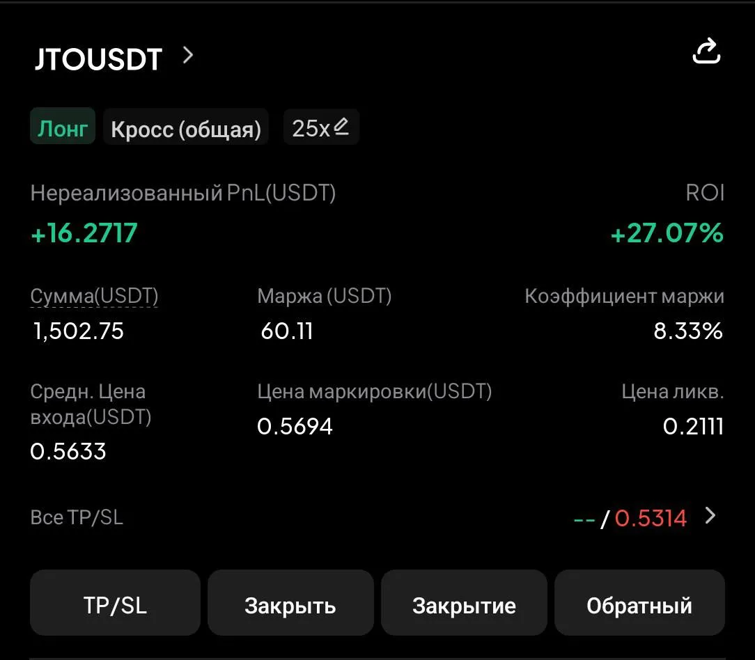 ▪️ JTO, забрали первый тейк, зафиксировал 50% и остаток ушел в бу.