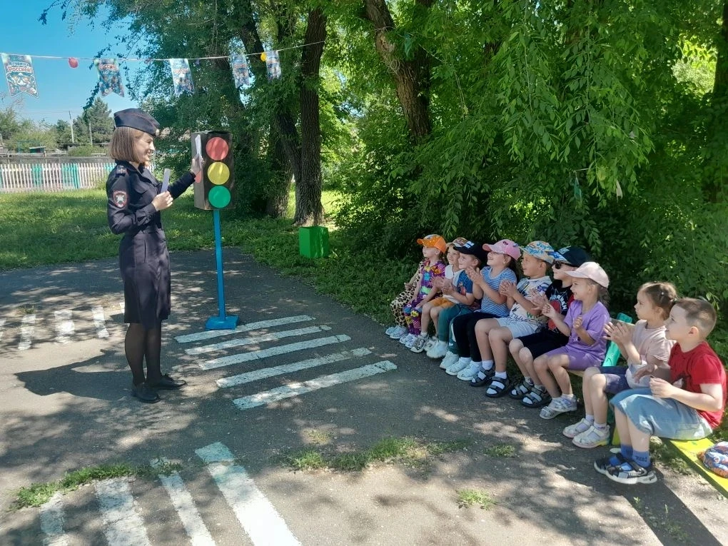 Сегодня к нам в детский сад в рамках сетевого сотрудничества приезжала инспектор ГИБДД — Шелехан Сер