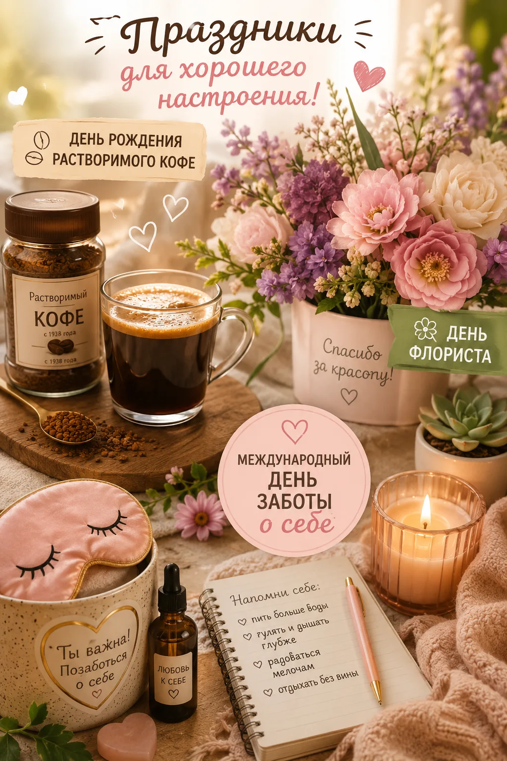 Доброе утро! ☀️🌸☕

Сегодня сразу несколько уютных поводов улыбнуться: День рождения растворимого ко