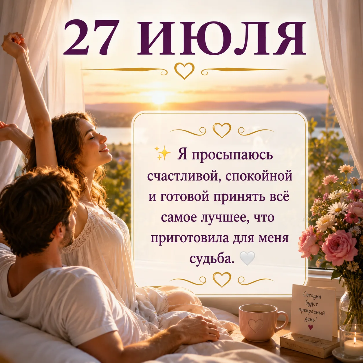 27 июля  Аффирмация дня 

Проговариваем про себя либо шёпотом 

Делаем энергообмен  сердечками ♥️

С