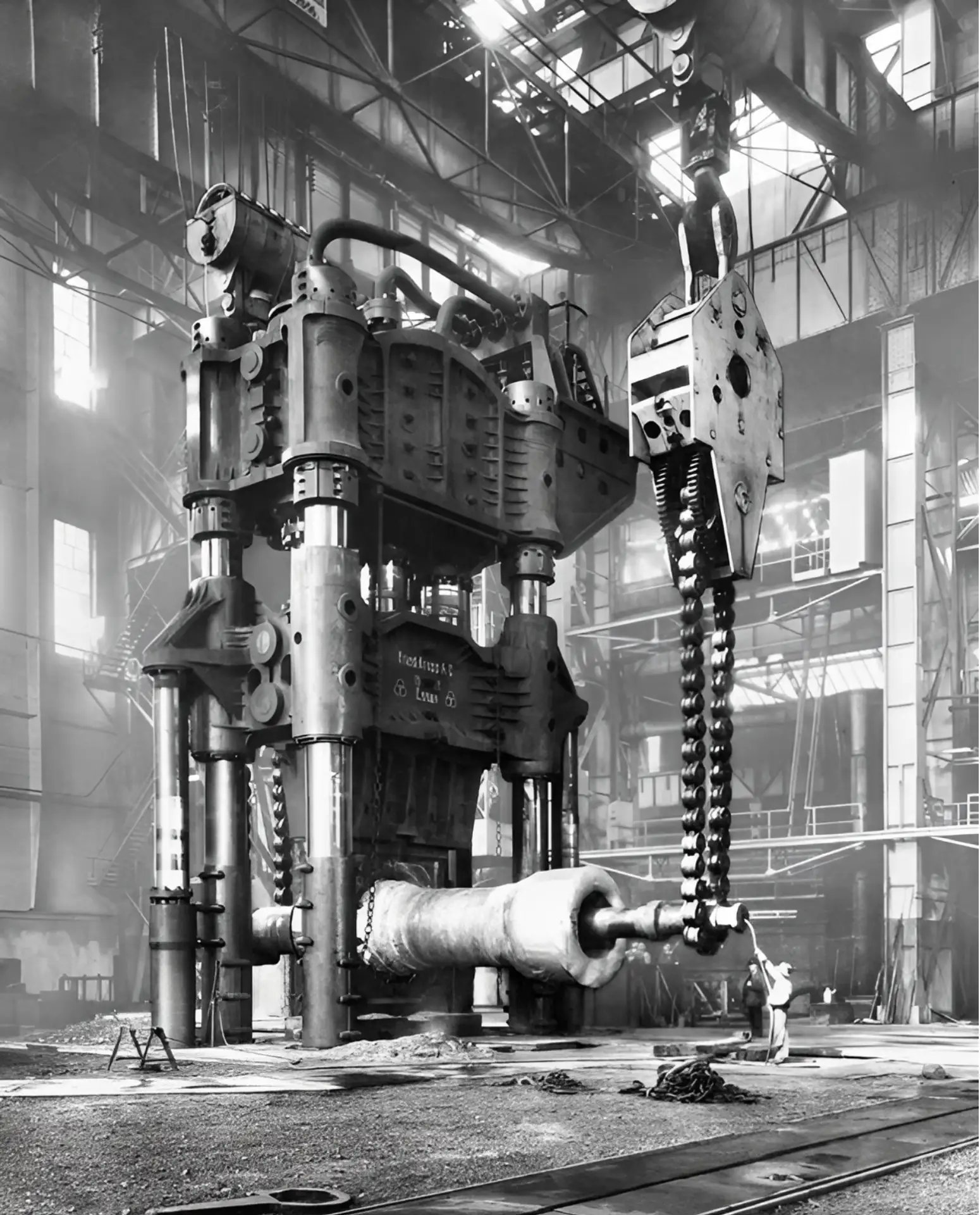Кузнечный пресс на фабрике Krupp, Эссен, Германия, 1928 год.
👉 Дневник цивилизации