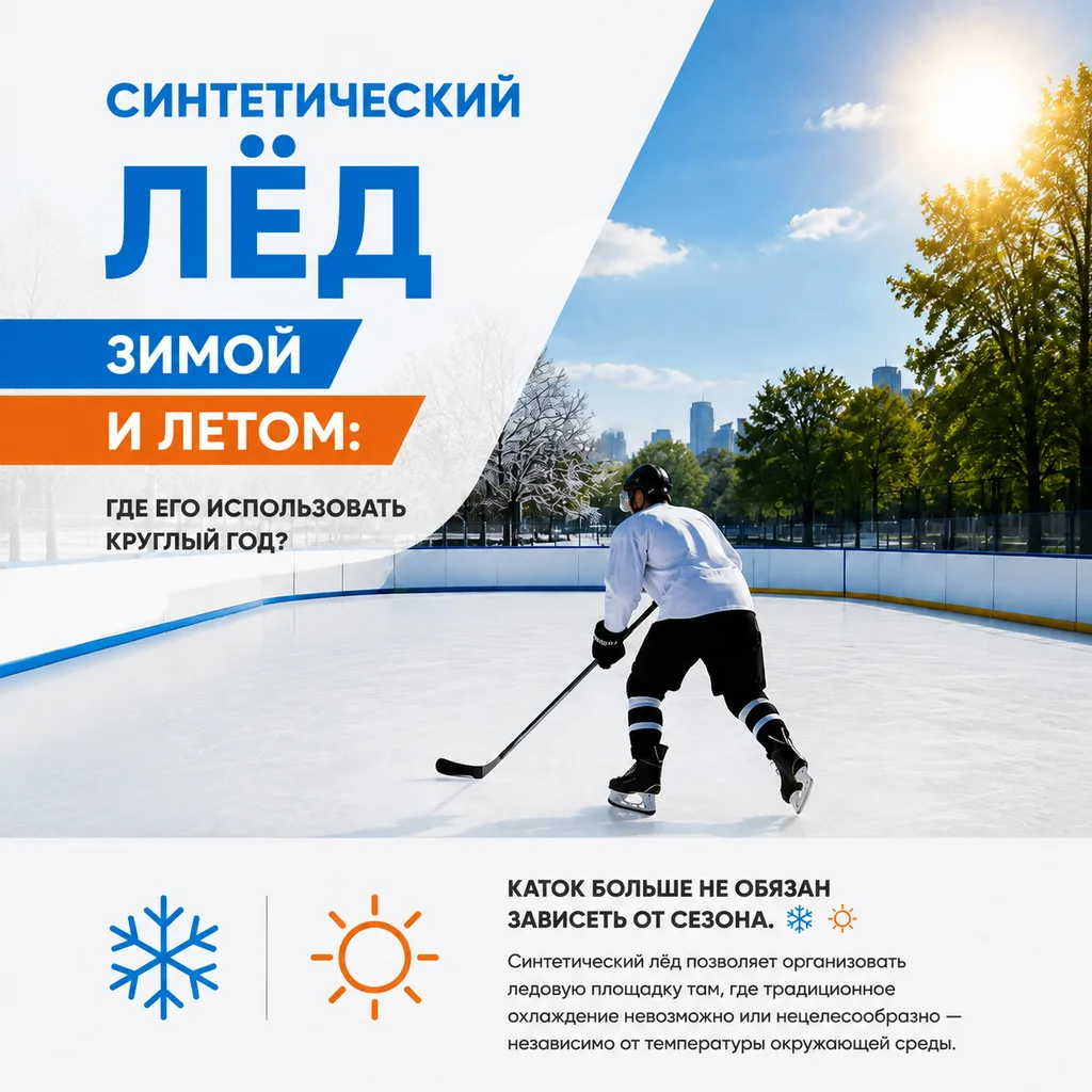 Синтетический лёд зимой и летом: где его использовать круглый год?⛸️
