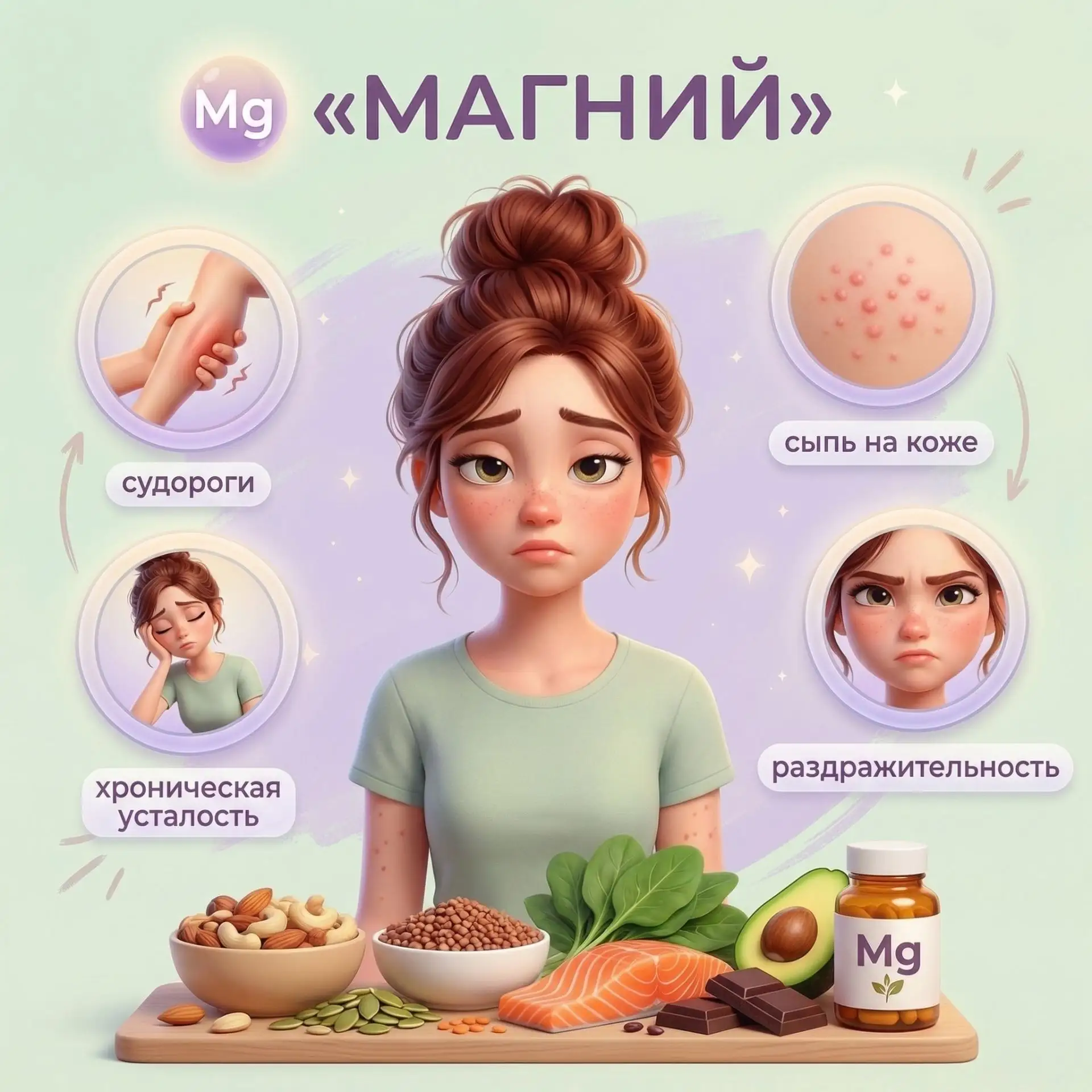 Ранняя седина говорит о недостатке йода. Хроническая усталость и судороги — о дефиците магния  Девоч