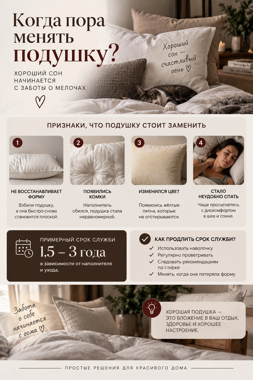🛏 КОГДА ПОРА МЕНЯТЬ ПОДУШКУ?