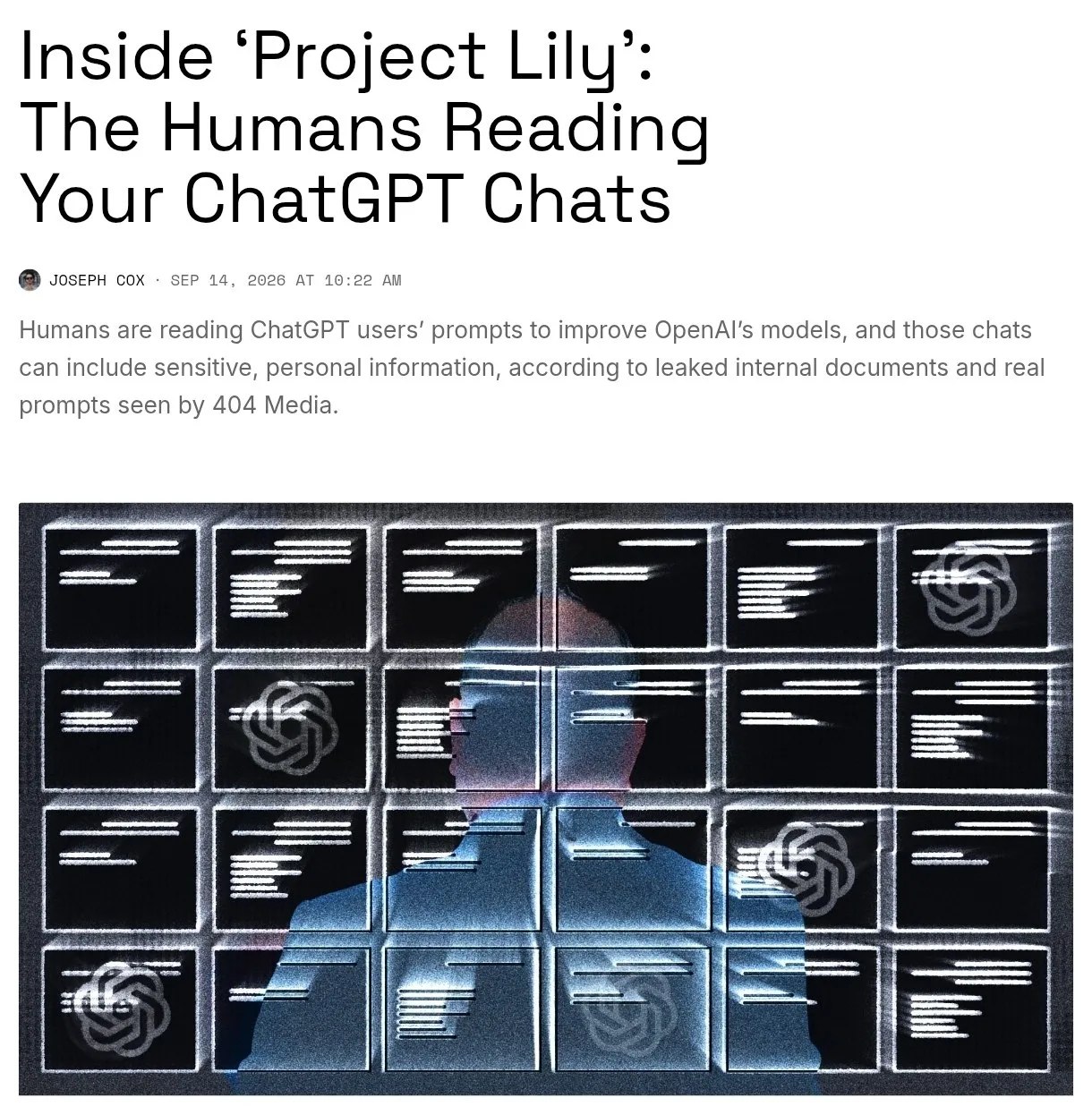 ЧТО: переписки с ChatGPT могут читать живые люди. OpenAI нанимает сотни подрядчиков, чт...