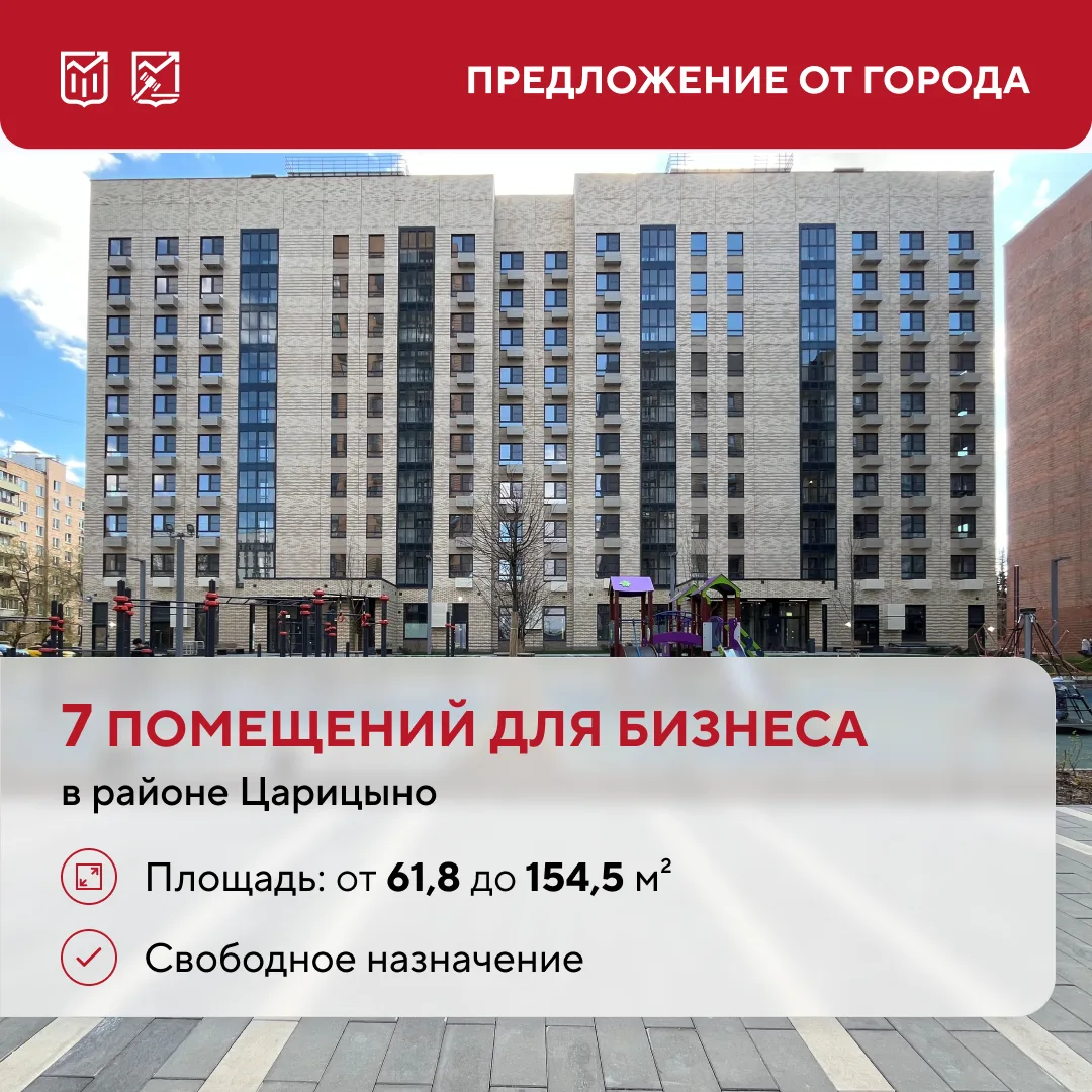 Семь помещений для бизнеса в районе Царицыно