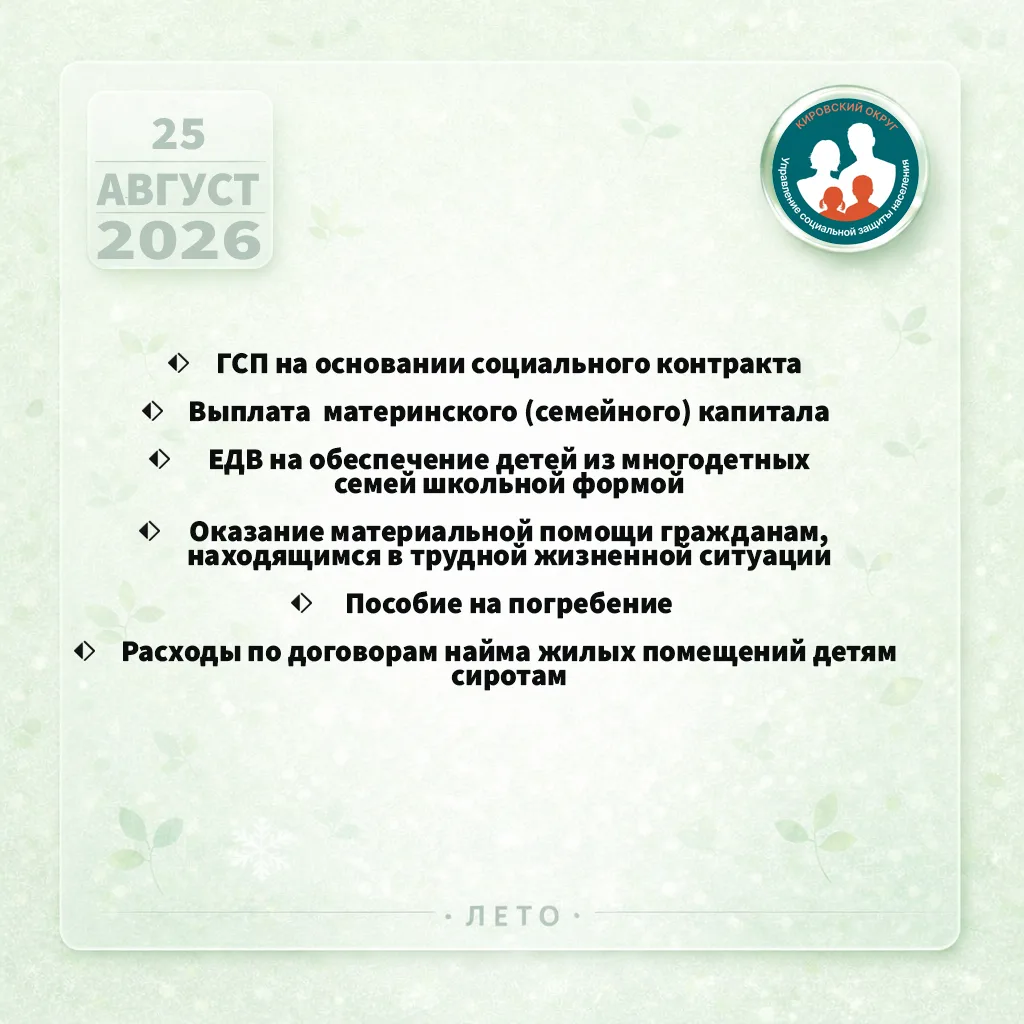 25 августа Управление социальной защиты населения произвело выплаты отдельным категория...