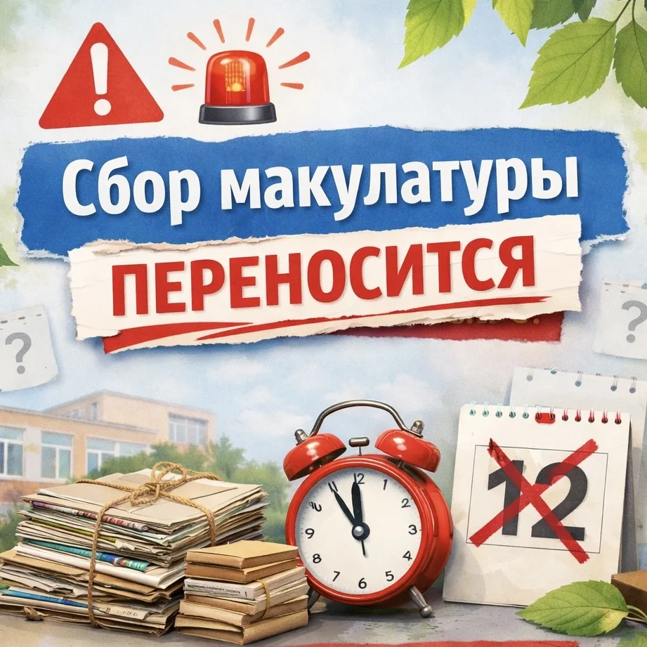 🚨 Срочная новость  ❗️Сбор макулатуры, запланированный на 12 марта, переносится.  О новой дате провед