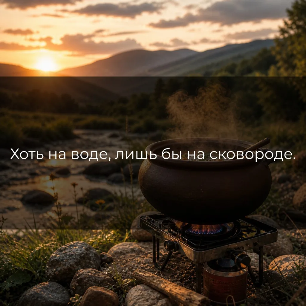 Хоть на воде, лишь бы на сковороде.