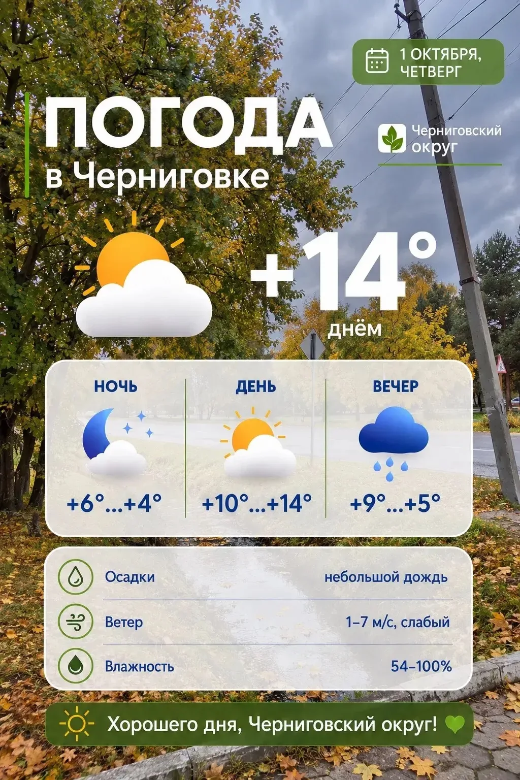 ☀️ Доброе утро, жители Черниговского округа!