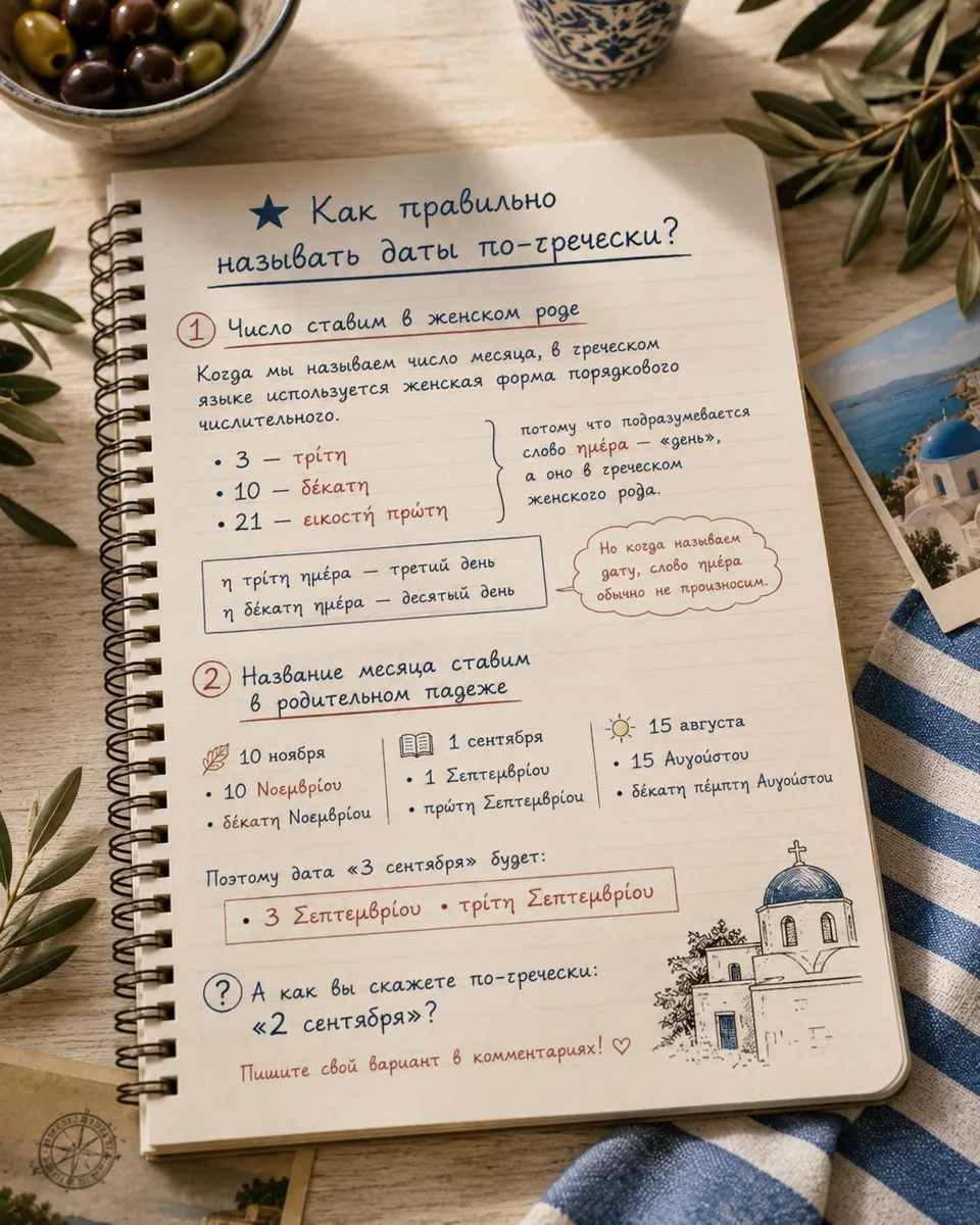 ⭐ Как правильно называть даты по-гречески?