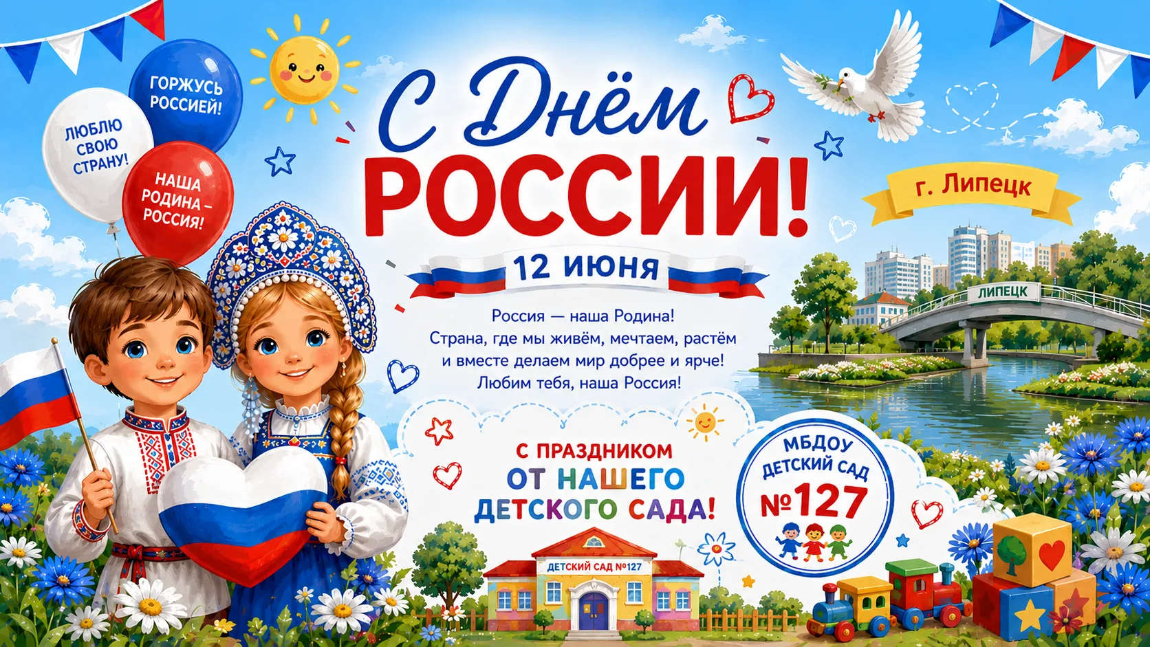 С Днём России!
Пусть этот день наполнит сердца гордостью за нашу Родину, а в каждом доме царят мир, 