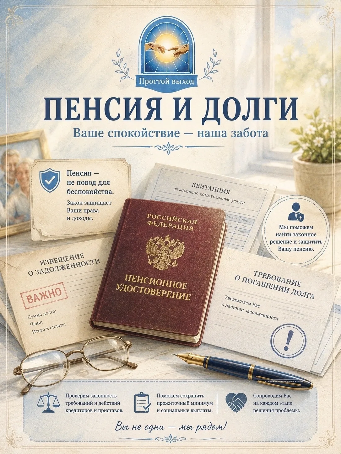 📌 ПЕНСИЯ И ДОЛГИ: почему «маленький доход» не отменяет юридический разбор