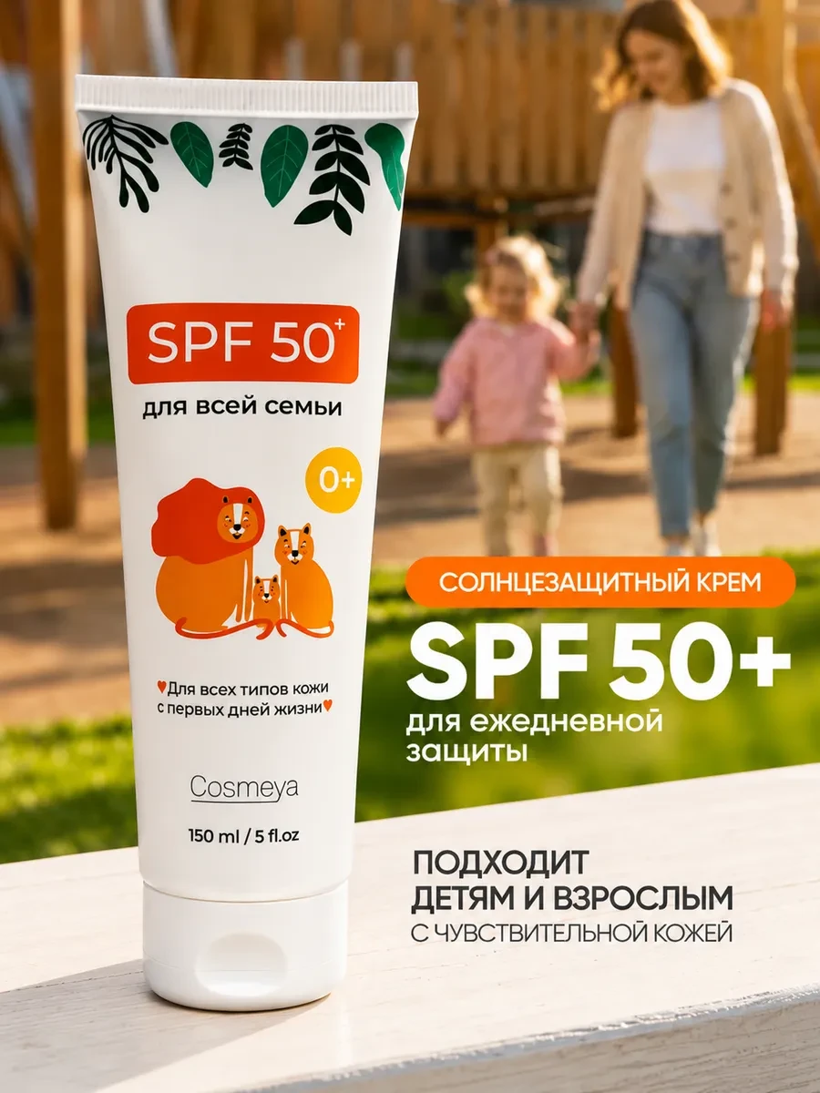 ⚡️ Солнцезащитный крем детский для лица и тела SPF 50, 0+, COSMEYA
