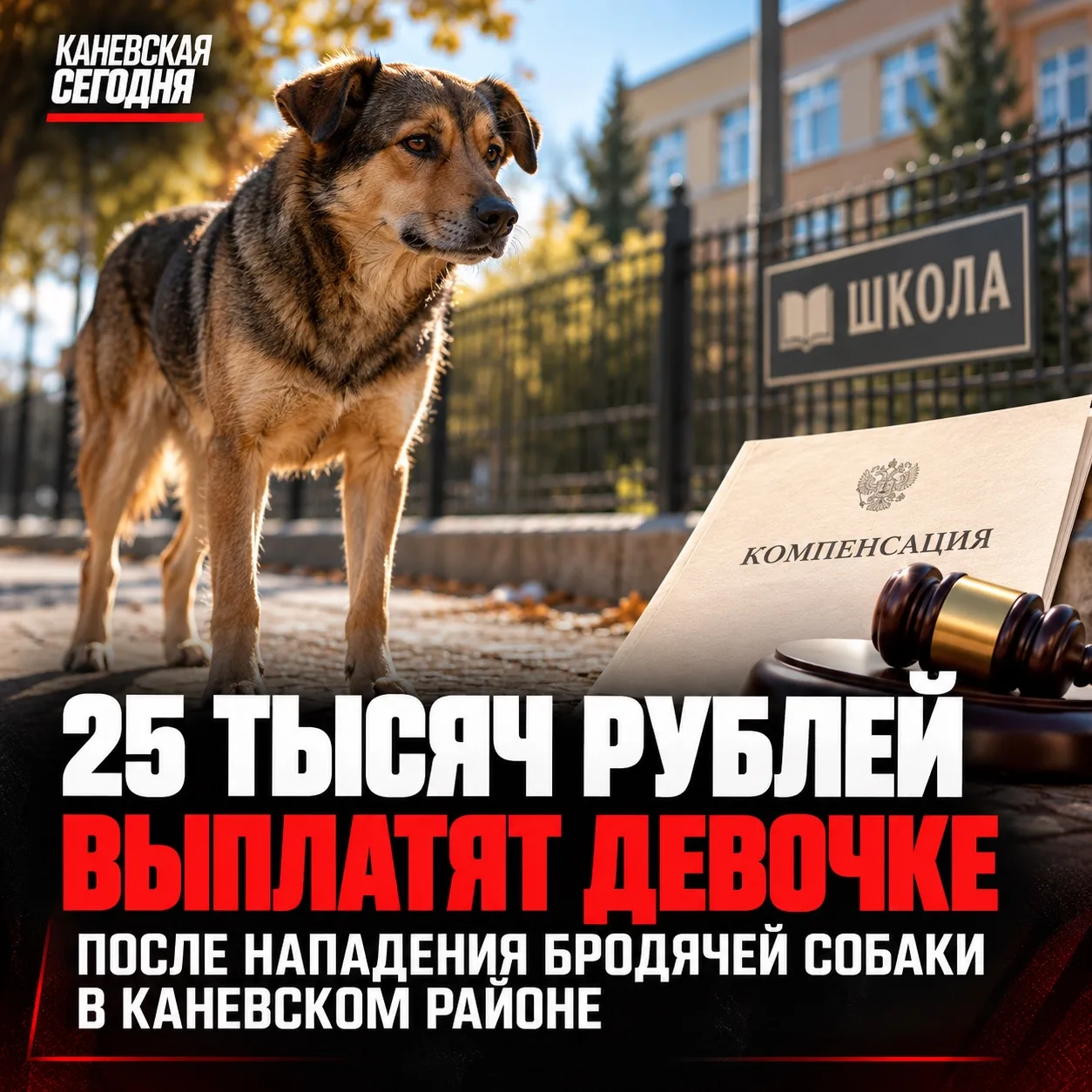 🐕 25 тысяч рублей выплатят девочке после нападения бродячей собаки в Каневском районе