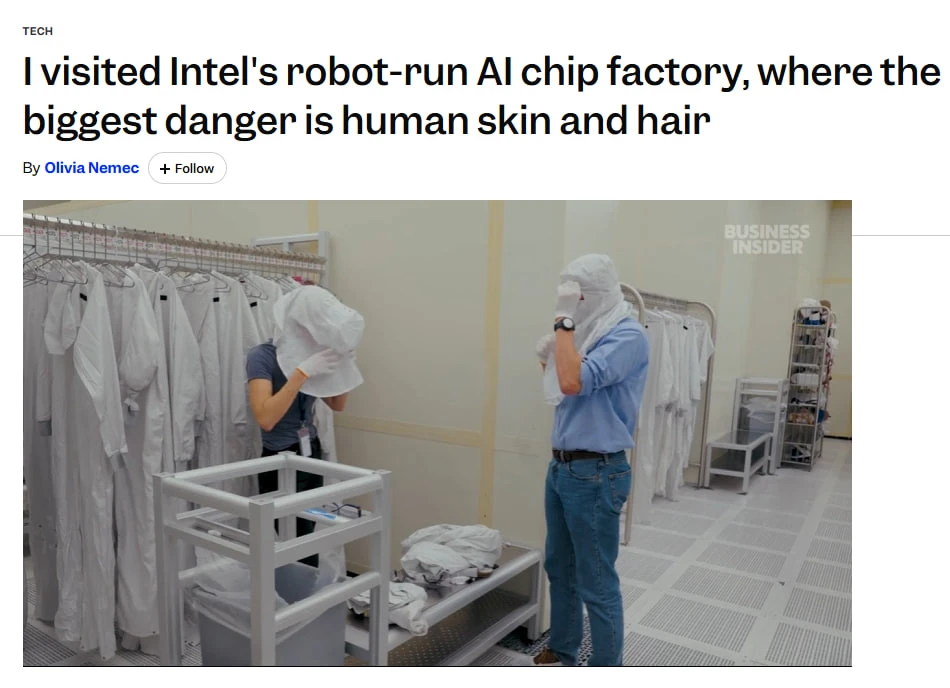 Работяги на заводе Intel ужасно воняют.

Журналисты выяснили, что на производстве ИИ-чипов сотрудник
