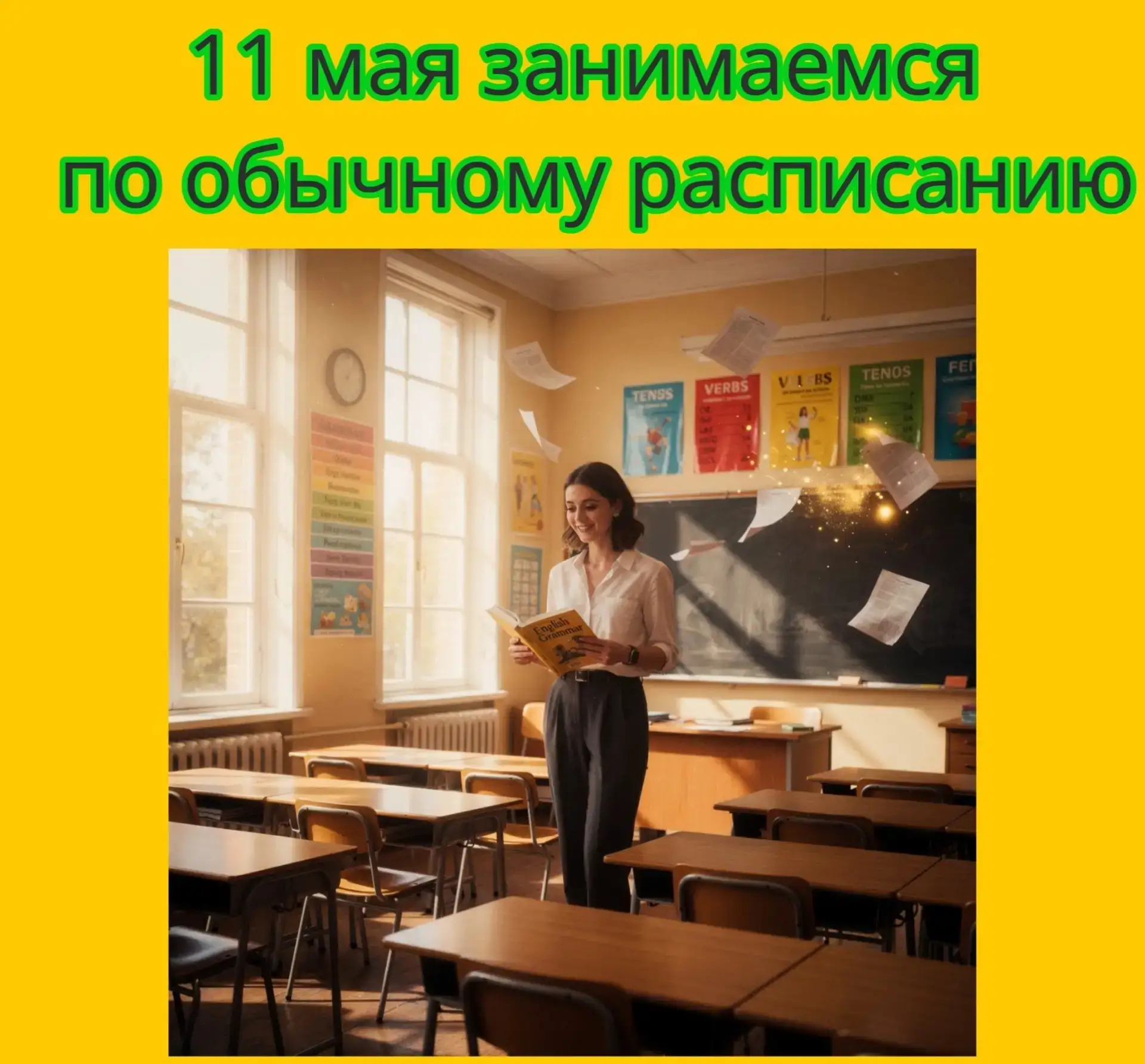 Сегодня -11 мая занимаемся по расписанию понедельника !!!