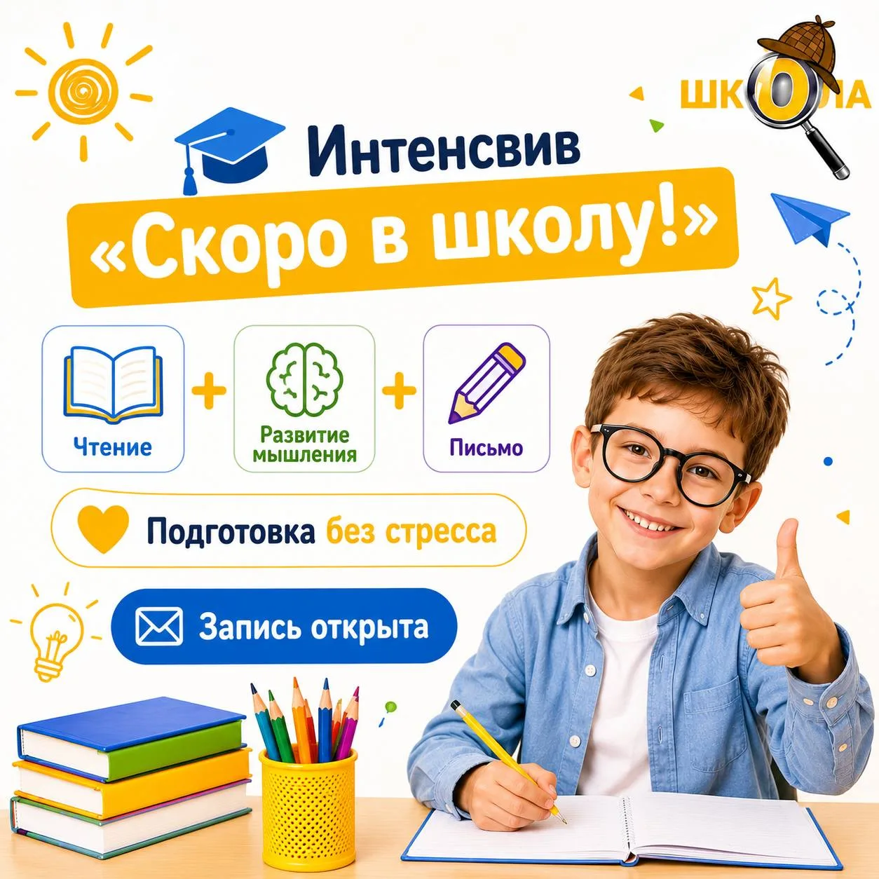 Поэтому сейчас
- самое комфортное время, чтобы спокойно подготовиться к школе без спешки и стресса
�