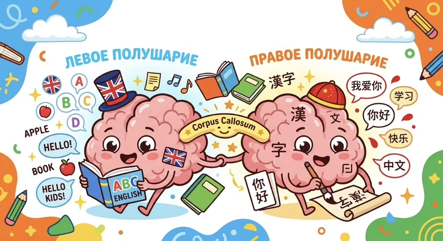 🧠🎵 «Английский язык — через левое полушарие, китайский — через правое»
